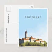 Stuttgart City Germany Retro Skyline Briefkaart (Voorkant / Achterkant)