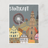 Stuttgart City Germany Retro Skyline  Briefkaart (Voorkant)