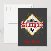 Stuttgart City Germany Retro Skyline  Feestdagenkaart (Voorkant / Achterkant)