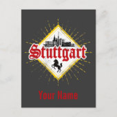 Stuttgart City Germany Retro Skyline  Feestdagenkaart (Voorkant)