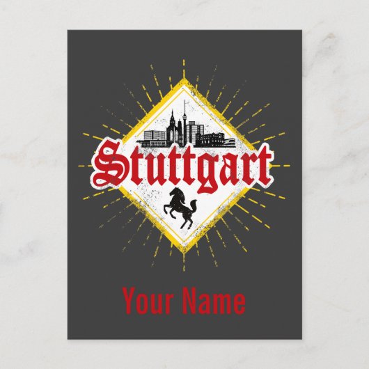 Stuttgart City Germany Retro Skyline  Feestdagenkaart (Voorkant)