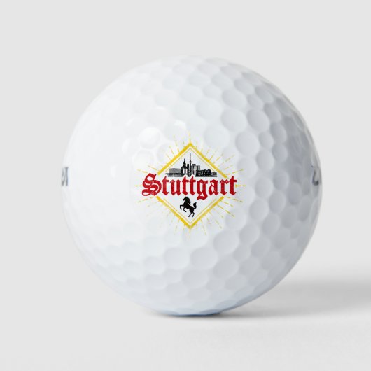 Stuttgart City Germany Retro Skyline  Golfballen (Voorkant)