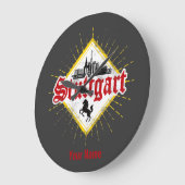 Stuttgart City Germany Retro Skyline  Grote Klok (Hoek)