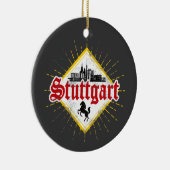 Stuttgart City Germany Retro Skyline  Keramisch Ornament (Rechts)