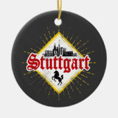 Stuttgart City Germany Retro Skyline  Keramisch Ornament (Voorkant)