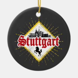 Stuttgart City Germany Retro Skyline  Keramisch Ornament
