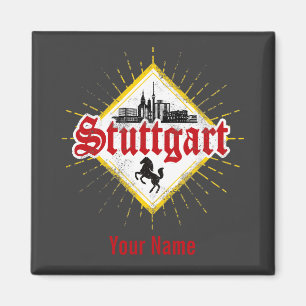 Stuttgart City Germany Retro Skyline  Magneet