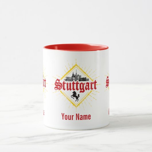 Stuttgart City Germany Retro Skyline Mok (Midden)