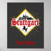 Stuttgart City Germany Retro Skyline  Poster (Voorkant)
