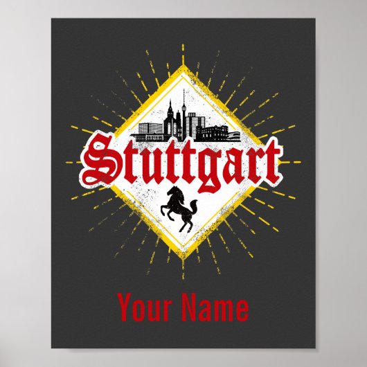 Stuttgart City Germany Retro Skyline  Poster (Voorkant)