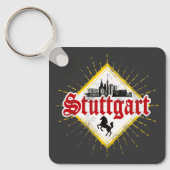 Stuttgart City Germany Retro Skyline  Sleutelhanger (Voorkant)