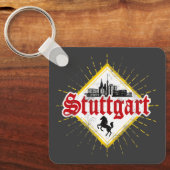 Stuttgart City Germany Retro Skyline  Sleutelhanger (Voorkant)