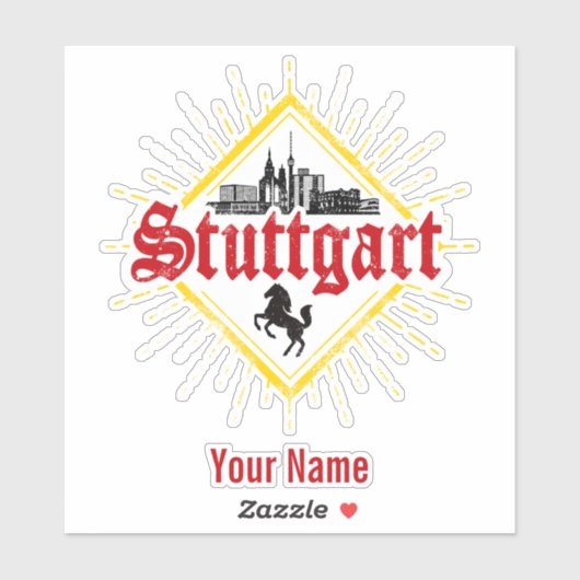 Stuttgart City Germany Retro Skyline  Sticker (Vel)