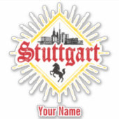 Stuttgart City Germany Retro Skyline Sticker (Voorkant)