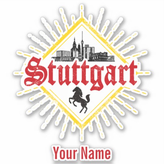 Stuttgart City Germany Retro Skyline  Sticker (Voorkant)