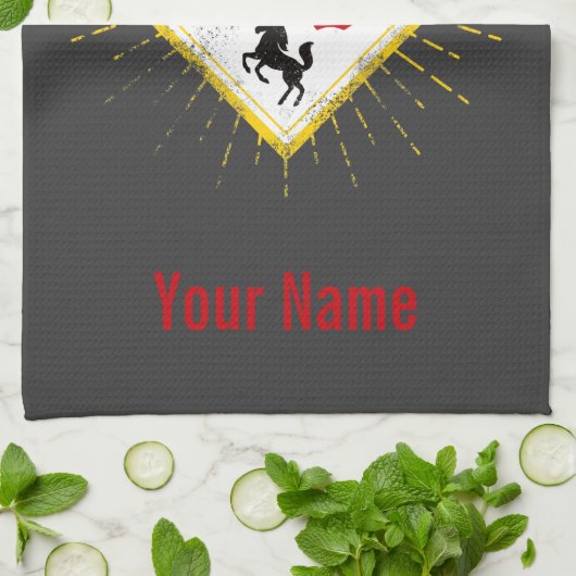 Stuttgart City Germany Retro Skyline  Theedoek (Gevouwen)