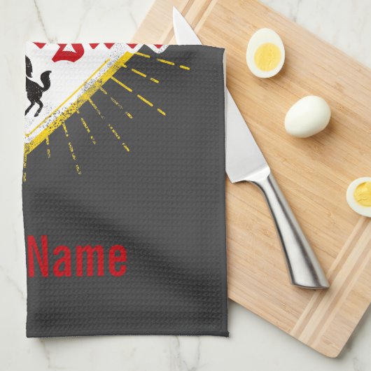 Stuttgart City Germany Retro Skyline  Theedoek (Quarter Fold)