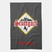 Stuttgart City Germany Retro Skyline  Theedoek (Verticaal)