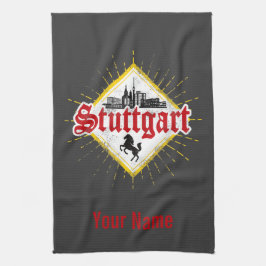 Stuttgart City Germany Retro Skyline  Theedoek