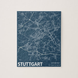 Stuttgart Duitsland — Minimale stadskaartkunst Legpuzzel