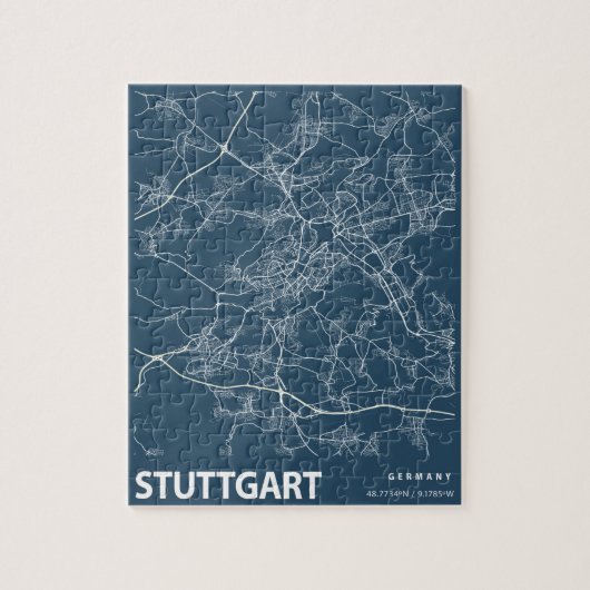 Stuttgart Duitsland — Minimale stadskaartkunst Legpuzzel (Verticaal)