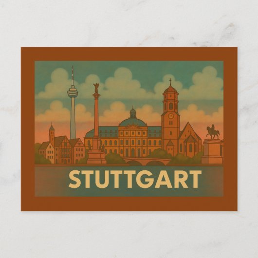 Stuttgart Duitsland Stad Kunst Briefkaart (Voorkant)