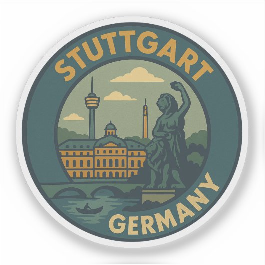Stuttgart Duitsland Stad Kunst Sticker (Voorkant)