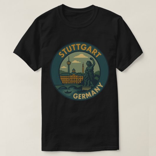 Stuttgart Duitsland Stad Kunst T-shirt (Design voorkant)