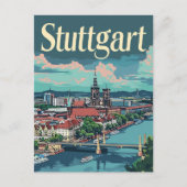 Stuttgart Duitsland Vintage Travel Illustration Briefkaart (Voorkant)