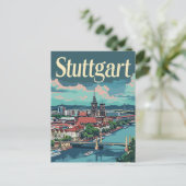 Stuttgart Duitsland Vintage Travel Illustration Briefkaart (Staand voorkant)