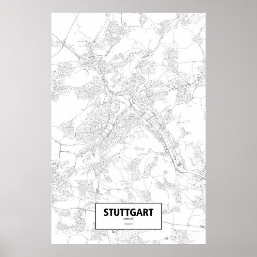 Stuttgart, Duitsland (zwart op wit) Poster (Voorkant)