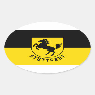 Stuttgart Flag (Duitsland) Ovale Sticker