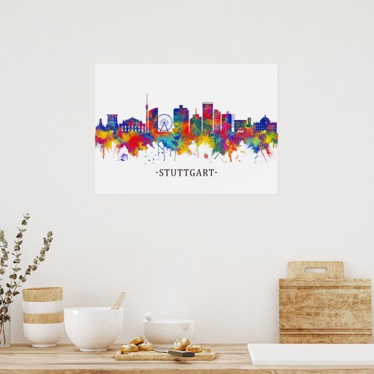 Stuttgart Germany Skyline Poster (Keuken)