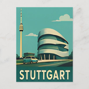 🚗 STUTTGART — Moderne Architectuur & Automobiel Briefkaart