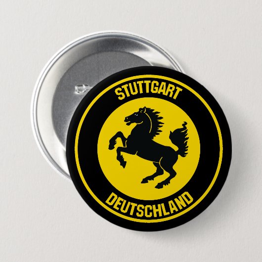 Stuttgart Round Emblem Ronde Button 7,6 Cm (Voorkant /achterkant)