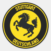 Stuttgart Round Emblem Ronde Sticker (Voorkant)