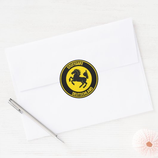 Stuttgart Round Emblem Ronde Sticker (Envelop)