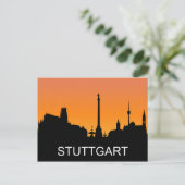 Stuttgart silhouette, zomerzonsondergang, illustra briefkaart (Staand voorkant)