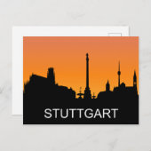 Stuttgart silhouette, zomerzonsondergang, illustra briefkaart (Voorkant / Achterkant)