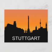 Stuttgart silhouette, zomerzonsondergang, illustra briefkaart (Voorkant)