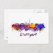 Stuttgart skyline in waterverf briefkaart (Voorkant / Achterkant)