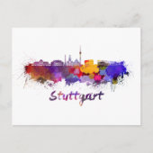 Stuttgart skyline in waterverf briefkaart (Voorkant)
