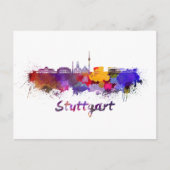 Stuttgart skyline in waterverf briefkaart (Voorkant)