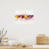 Stuttgart skyline op waterverf achtergrond poster (Keuken)