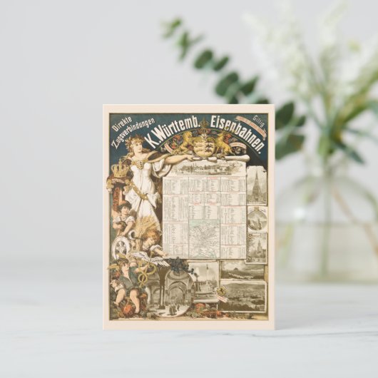 Stuttgart  Spoorwegreisposter 1894 Briefkaart (Staand voorkant)