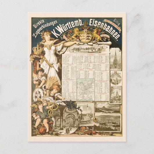 Stuttgart  Spoorwegreisposter 1894 Briefkaart (Voorkant)