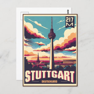 Stuttgart TV Tower Fernsehturm Duits cadeau Briefkaart