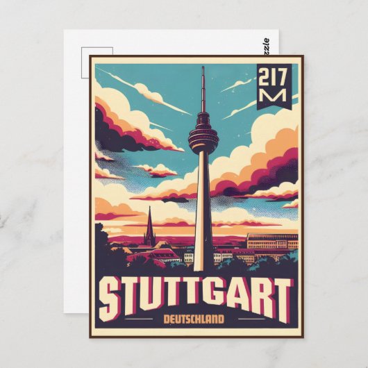  Stuttgart TV Tower Fernsehturm Duits cadeau Briefkaart (Voorkant / Achterkant)
