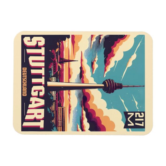  Stuttgart TV Tower Fernsehturm Duits cadeau Magneet (Horizontaal)