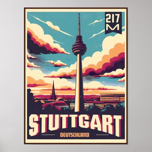 Stuttgart TV Tower Fernsehturm Duits cadeau Poster (Voorkant)